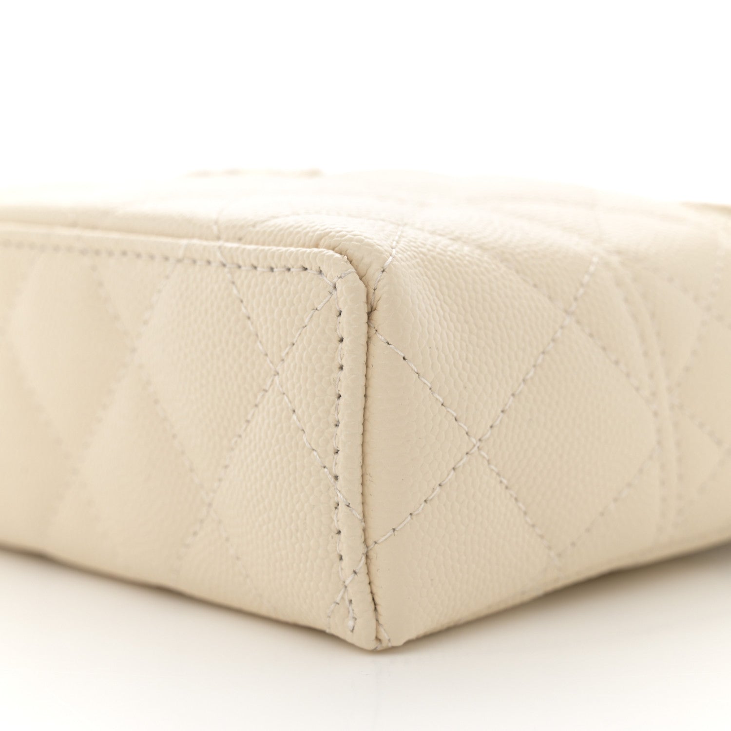 CC Caviar Quilted Handle Slim Vanity Ecru